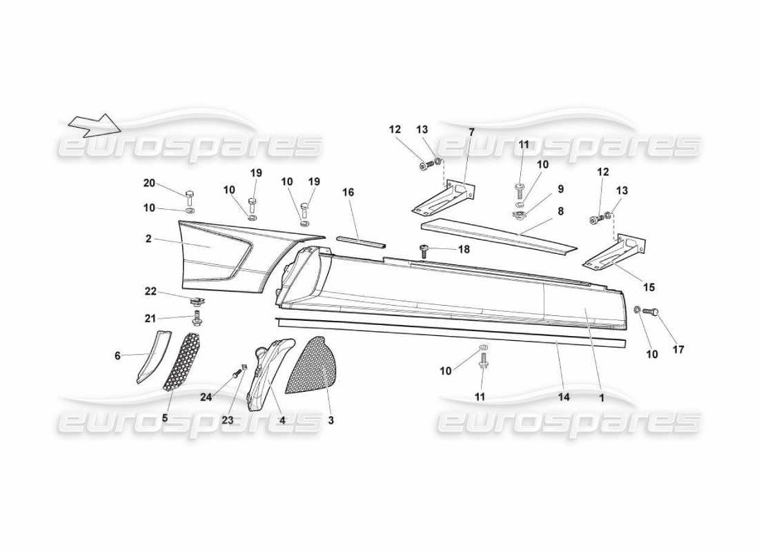 Lamborghini Murcielago LP670 Rh External Side Member Parts Diagram