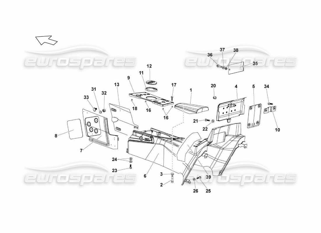 Lamborghini Murcielago LP670 TUNNEL Parts Diagram