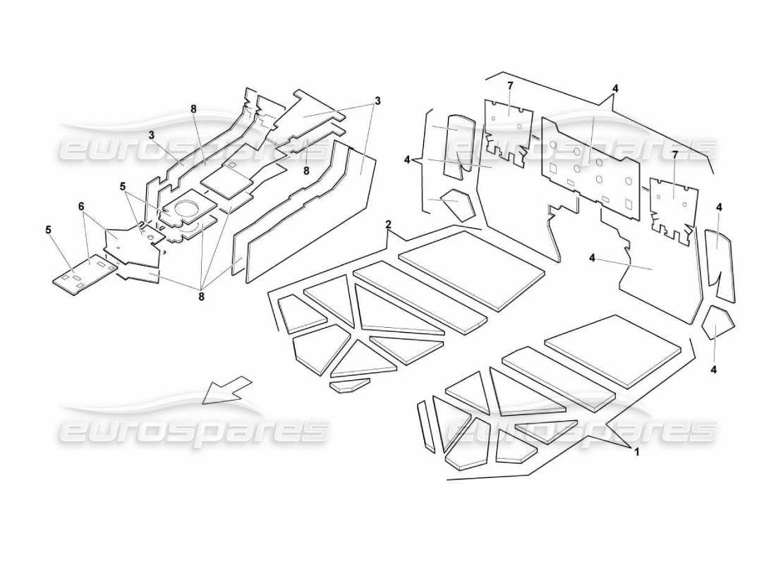 Lamborghini Murcielago LP670 Insulations And Soundproofing Part Diagram
