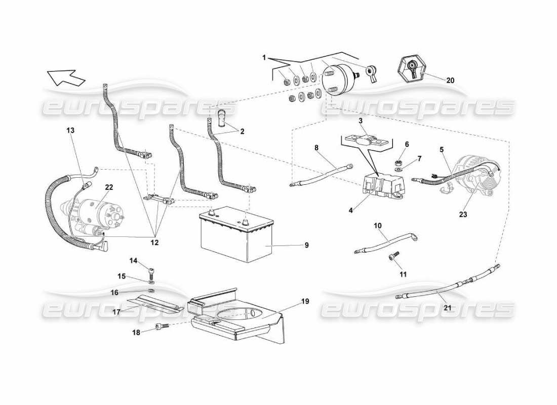 Lamborghini Murcielago LP670 electrical system Parts Diagram