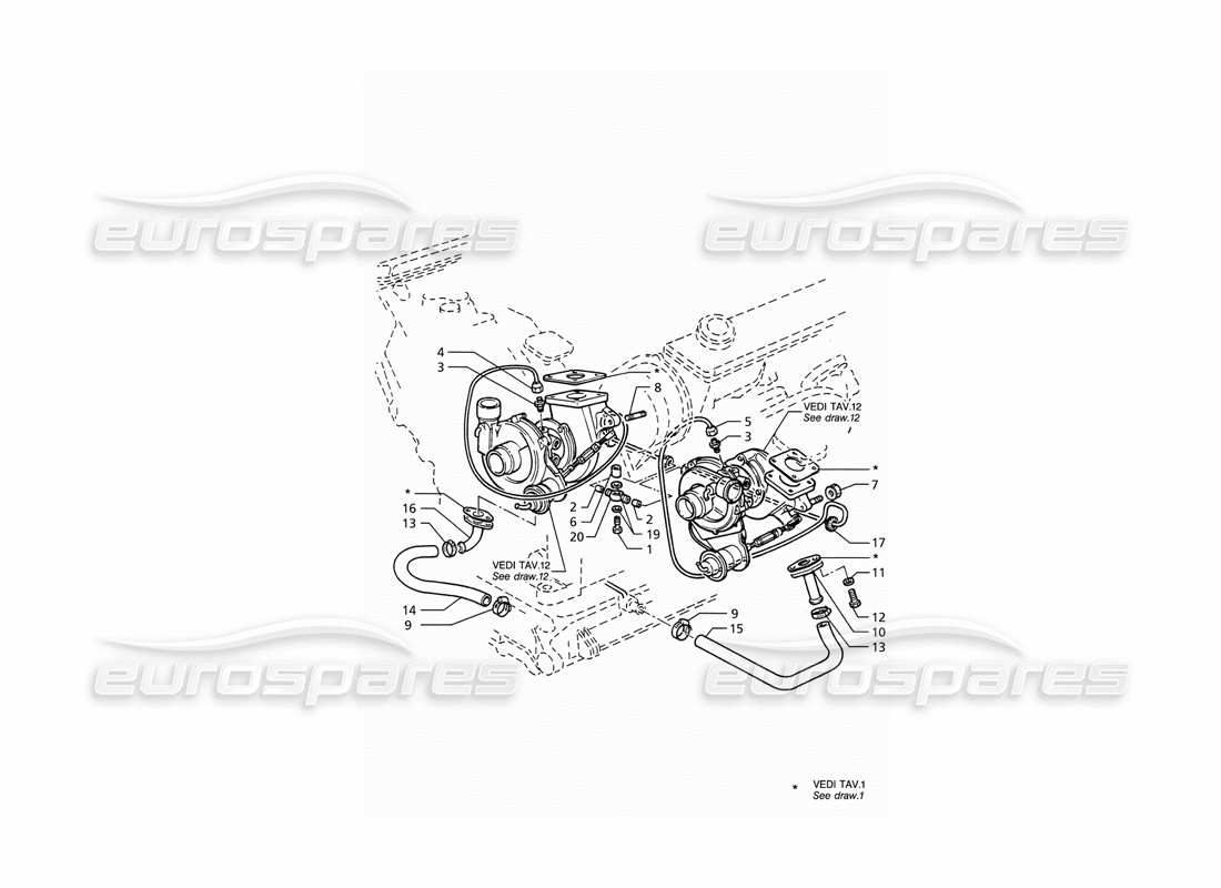 Maserati Ghibli 2.8 GT (Variante) turboblowers lubrication Parts Diagram