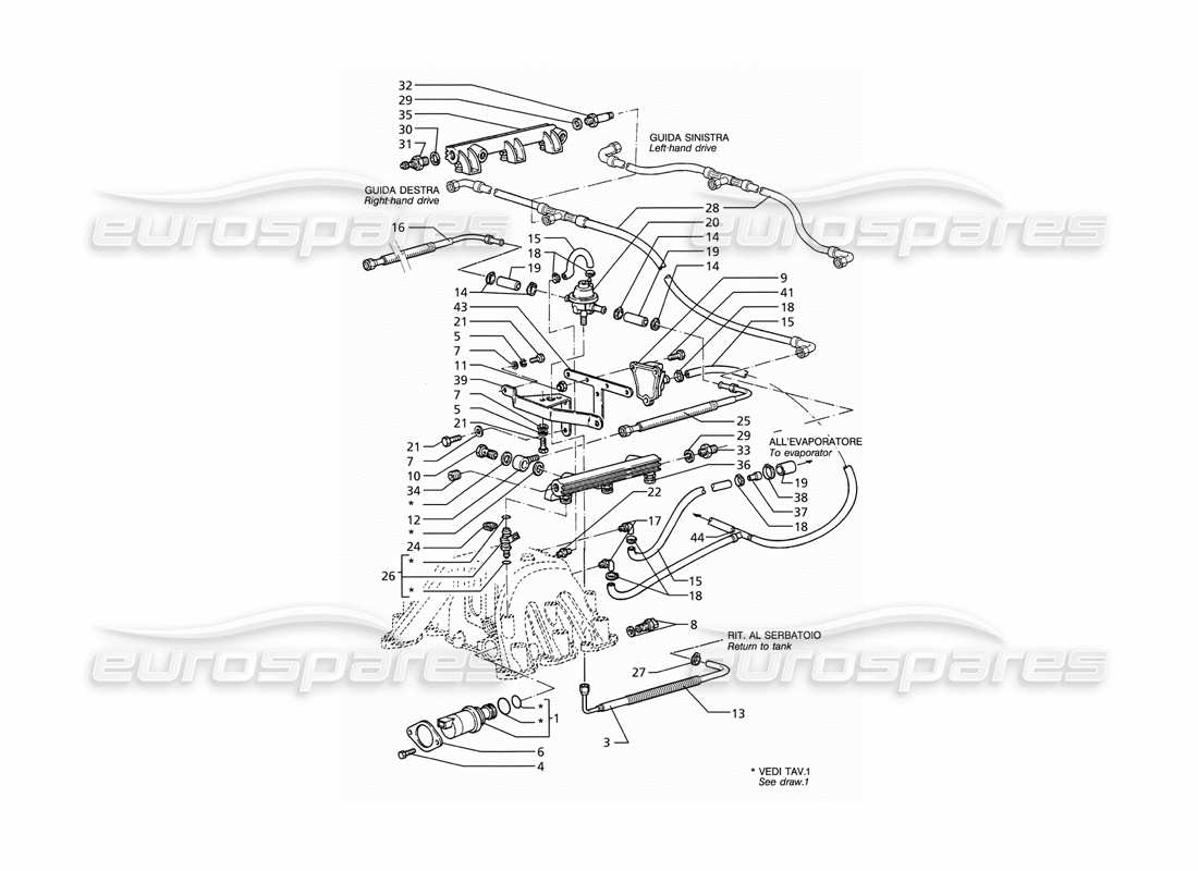 Maserati Ghibli 2.8 GT (Variante) injection system accessories Parts Diagram