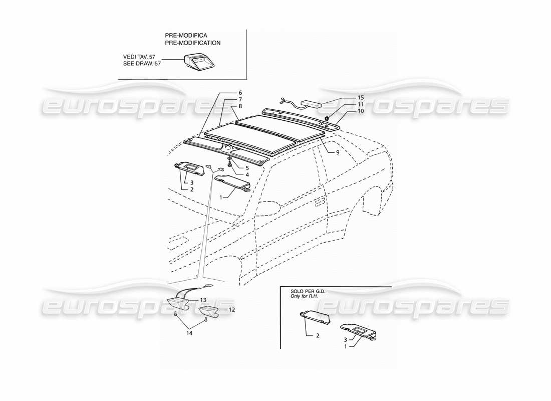Maserati Ghibli 2.8 GT (Variante) Inner Trims: Roof Part Diagram
