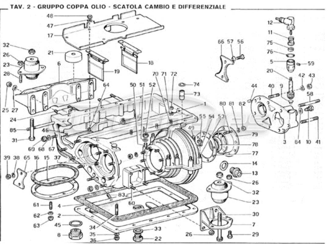 Ferrari 246 GT Series 1 Oil Sump - Gearbox & Differential Part Diagram