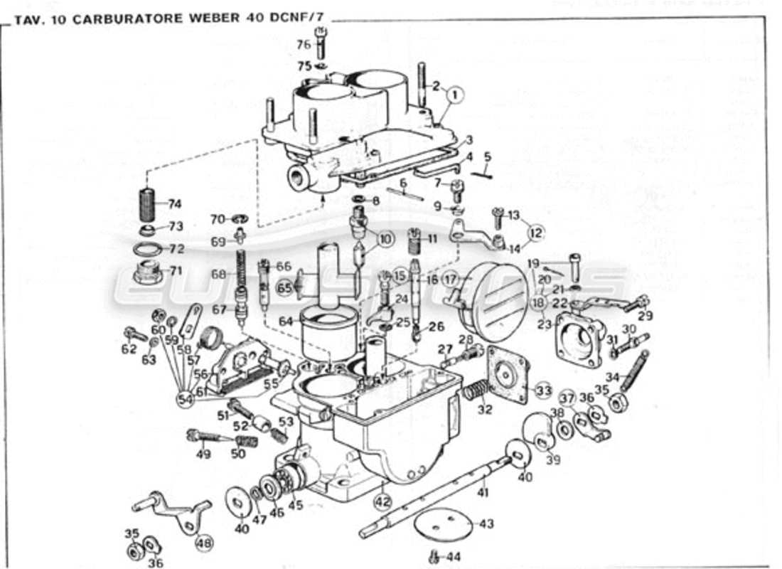 Ferrari 246 GT Series 1 Weber Carburettor Part Diagram