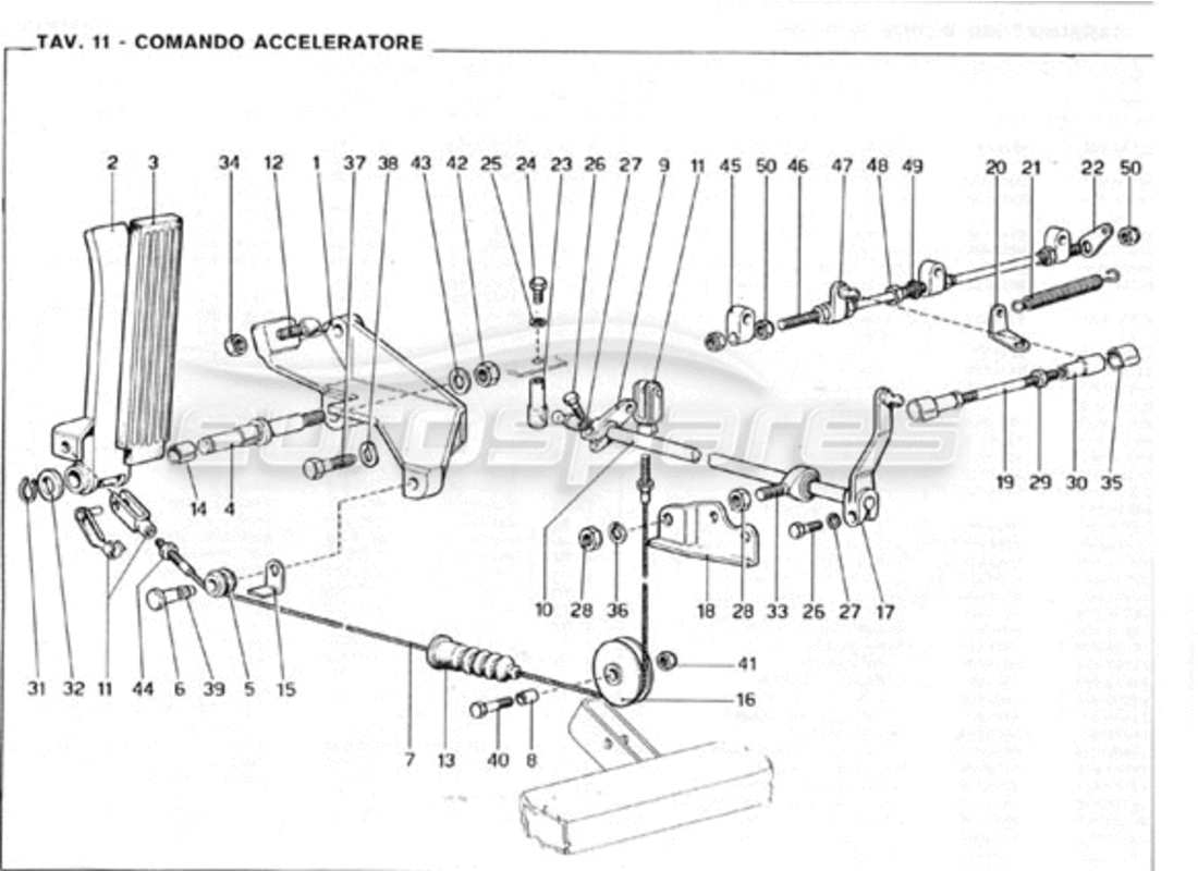 Ferrari 246 GT Series 1 throttle control Part Diagram