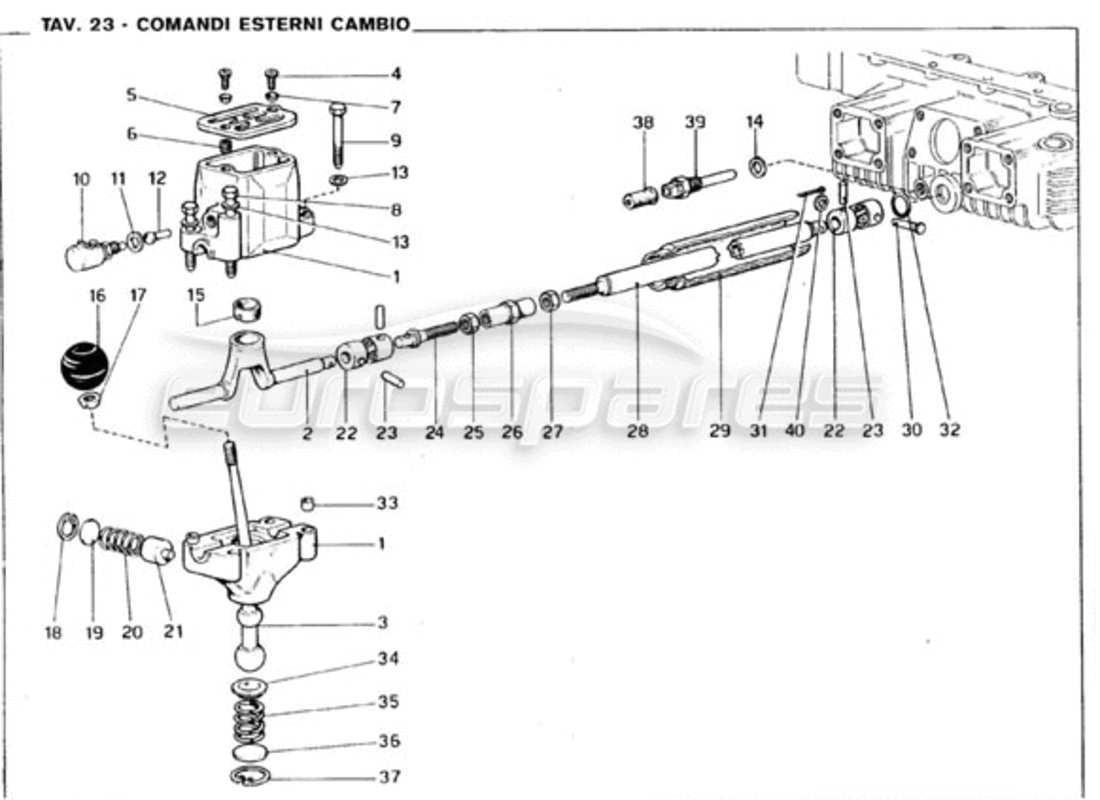 Ferrari 246 GT Series 1 Gearbox Outer Controls Part Diagram