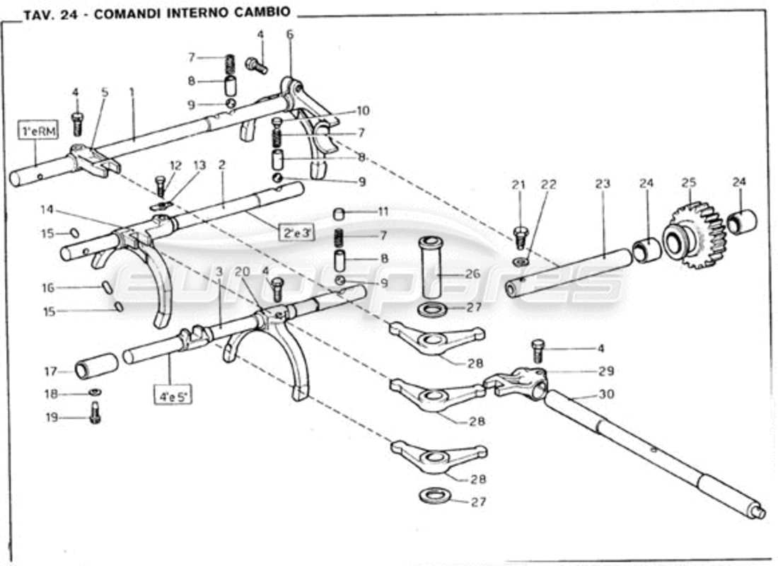 Ferrari 246 GT Series 1 Gearbox Inner Controls Part Diagram