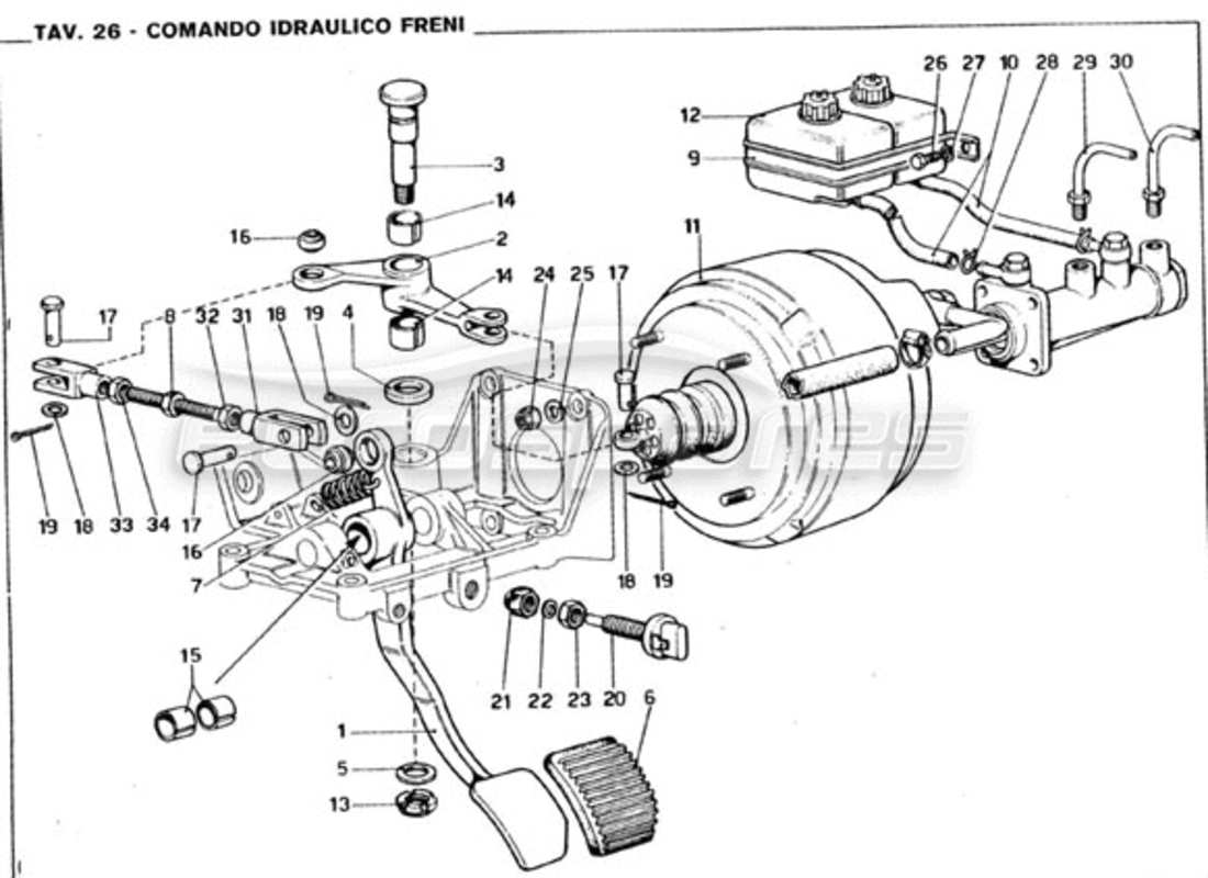Ferrari 246 GT Series 1 Brake Hydraulic System Part Diagram