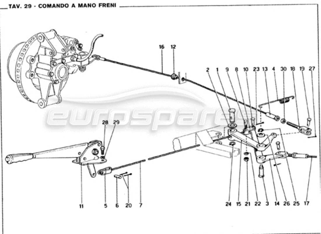 Ferrari 246 GT Series 1 Handbrake Control Part Diagram