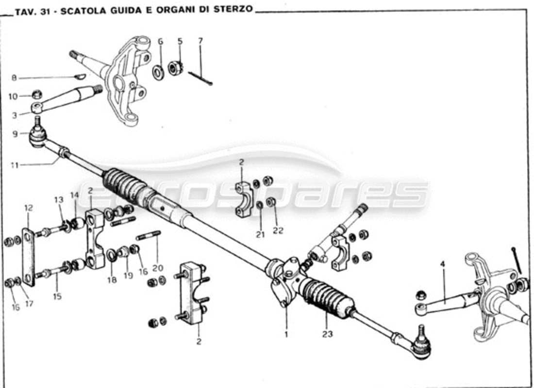 Ferrari 246 GT Series 1 Steering Box & Steering Linkages Part Diagram