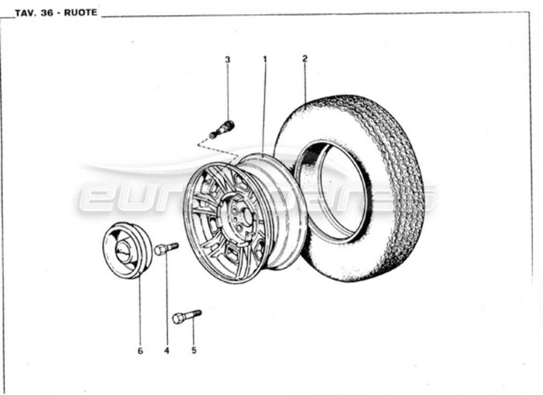Ferrari 246 GT Series 1 Wheels Part Diagram