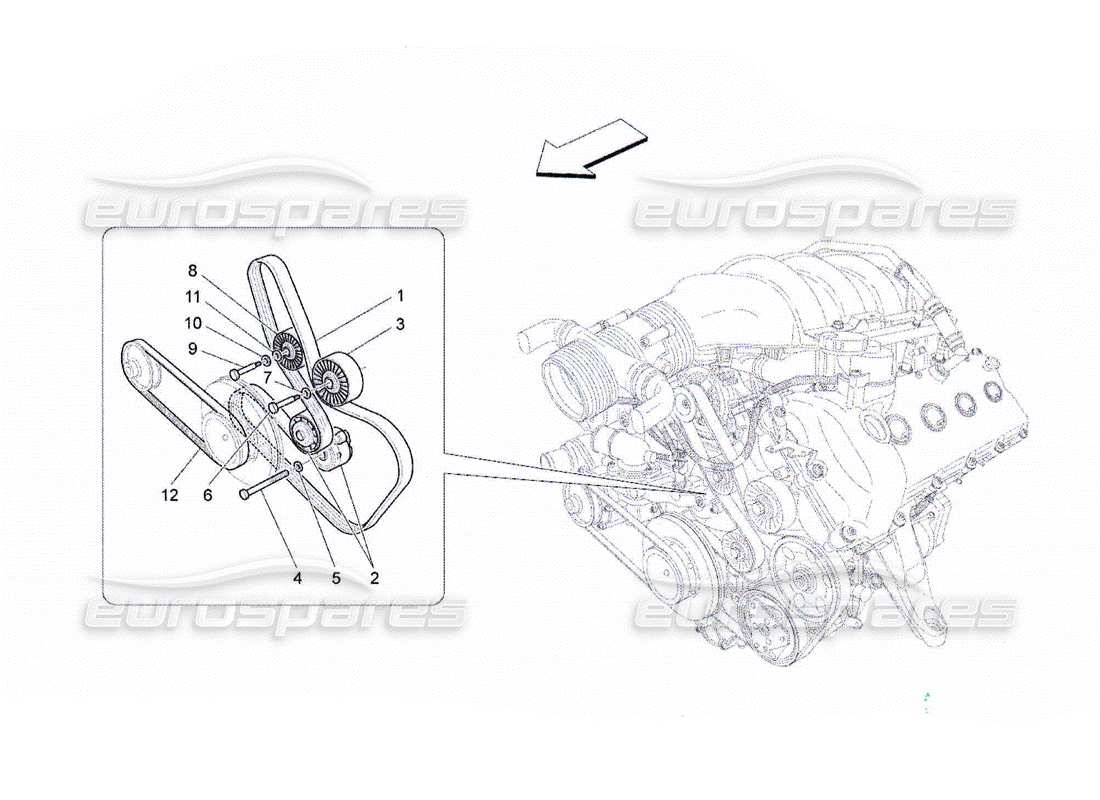 Maserati QTP. (2010) 4.2 auxiliary device belts Part Diagram
