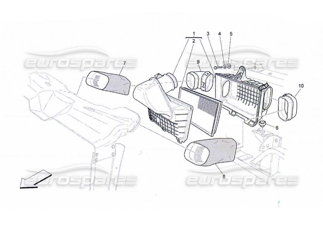 Maserati QTP. (2010) 4.2 air filter, air intake and ducts Part Diagram