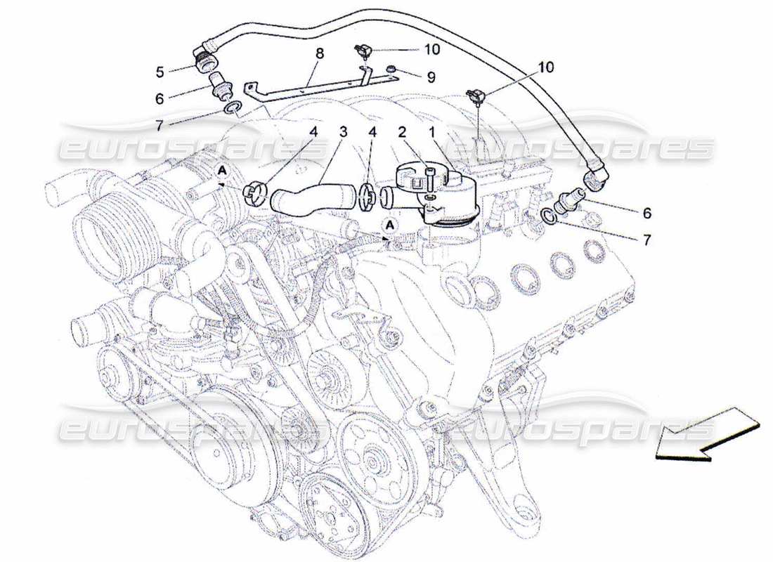 Maserati QTP. (2010) 4.2 oil vapour recirculation system Part Diagram