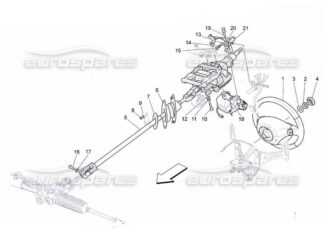 Maserati QTP. (2010) 4.2 steering column and steering wheel unit Part Diagram