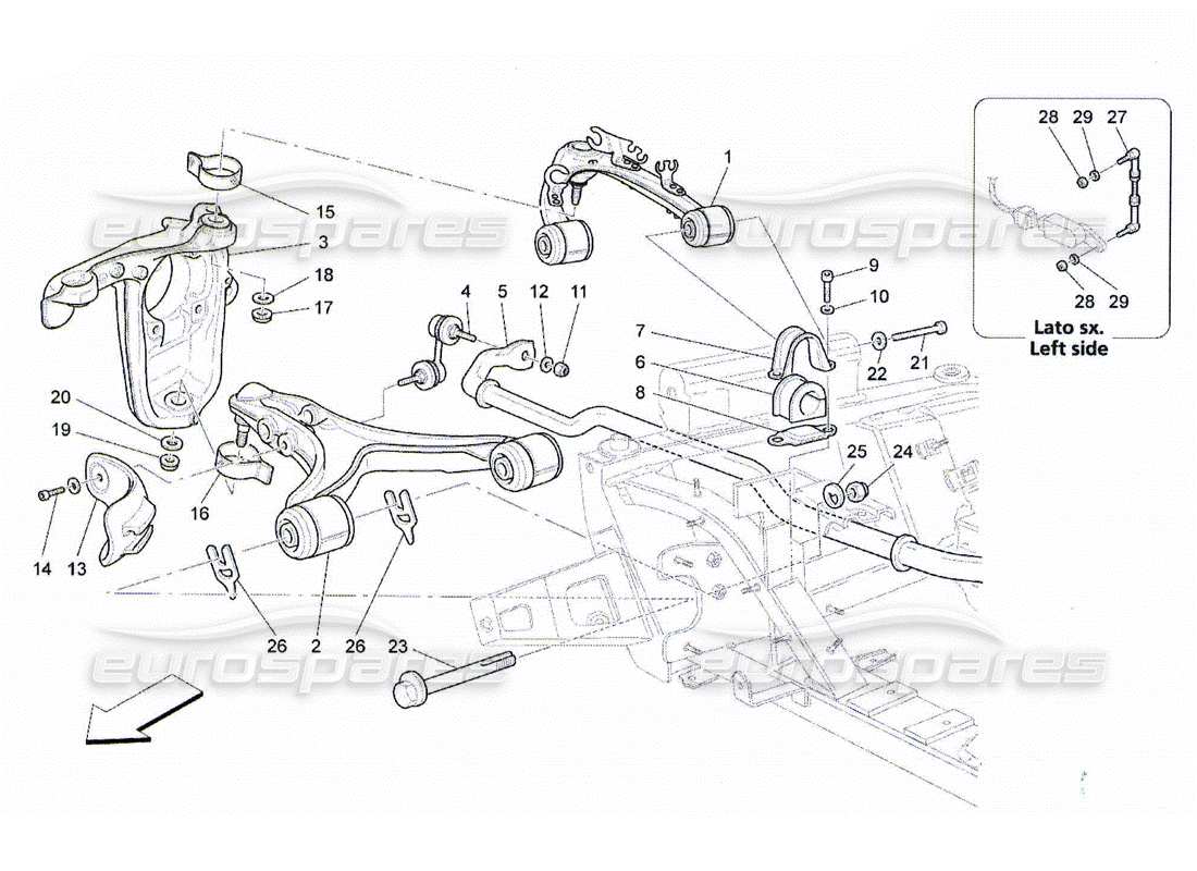 Maserati QTP. (2010) 4.2 Front Suspension Part Diagram