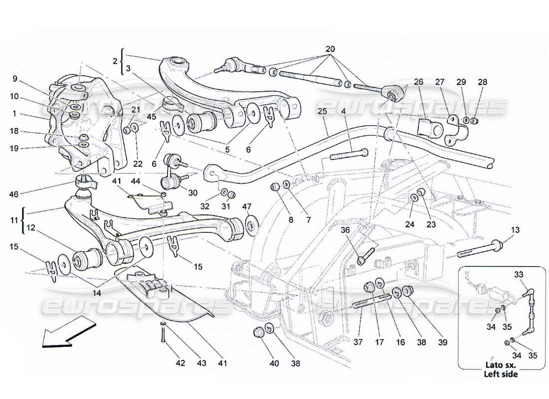 Maserati QTP. (2010) 4.2 Rear Suspension Part Diagram