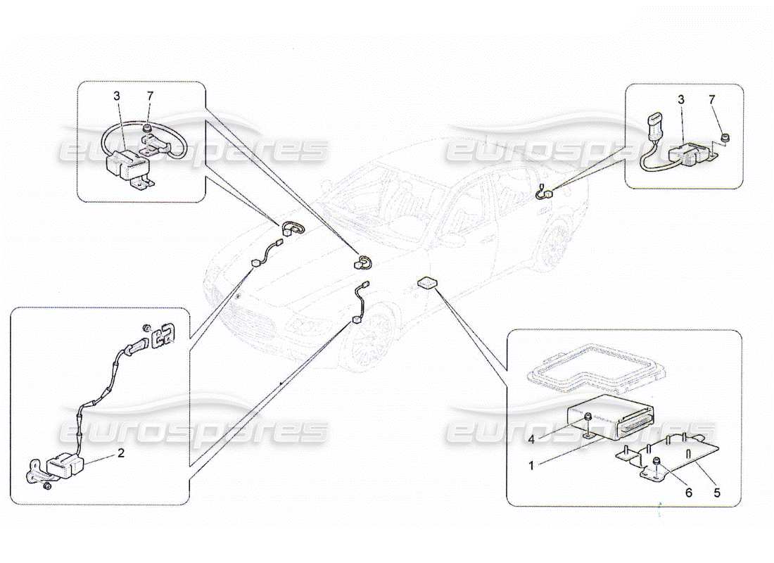Maserati QTP. (2010) 4.2 Electronic Control (suspension) Part Diagram