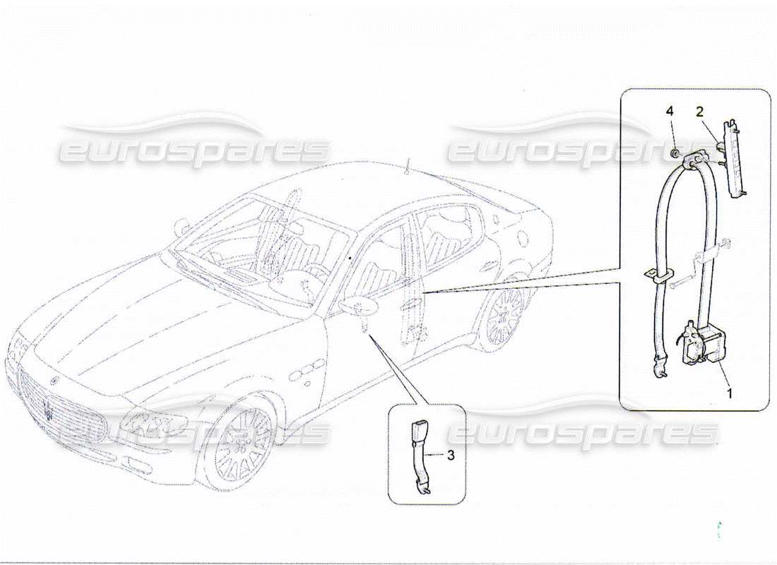 Maserati QTP. (2010) 4.2 FRONT SEATBELTS Part Diagram