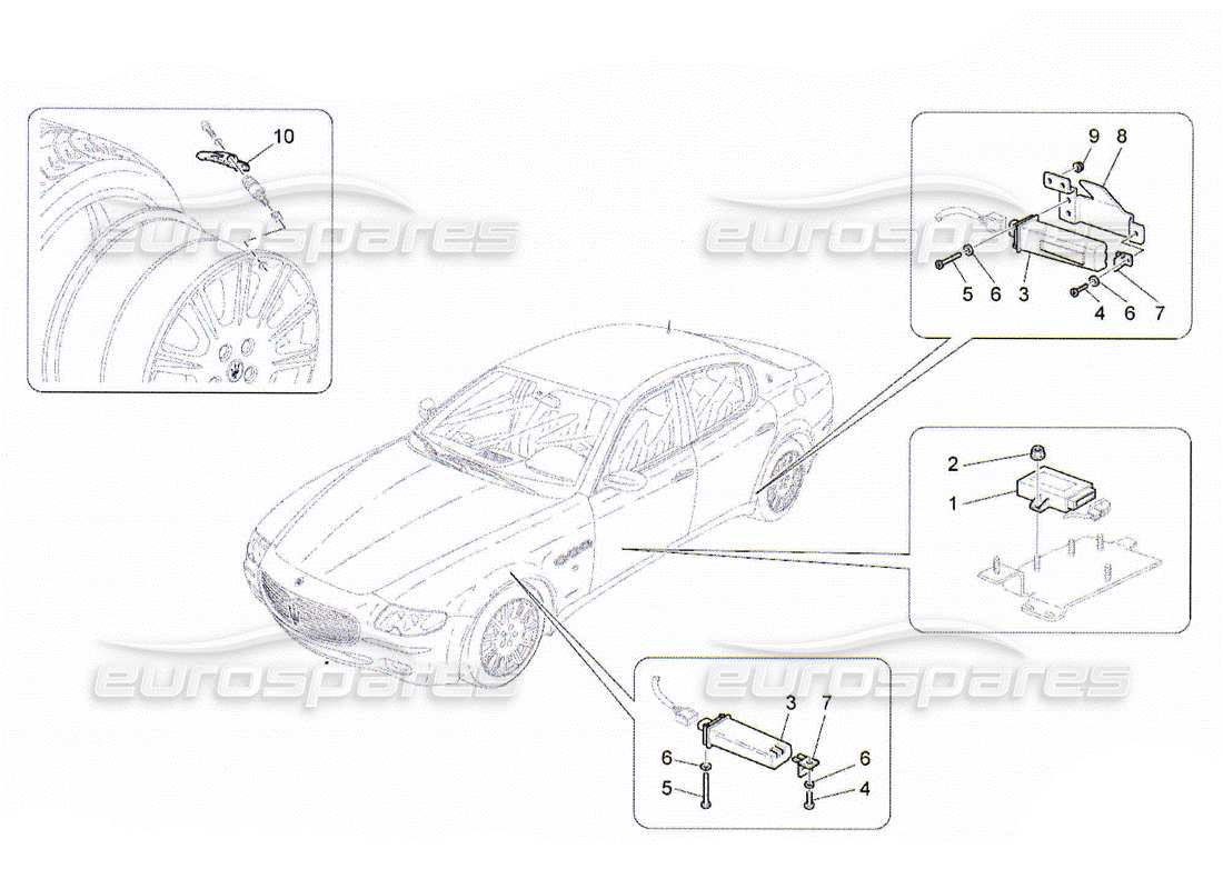 Maserati QTP. (2010) 4.2 TYRE PRESSURE MONITORING SYSTEM Part Diagram