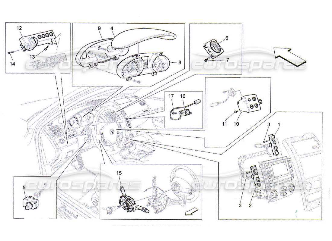 Maserati QTP. (2010) 4.2 dashboard devices Part Diagram