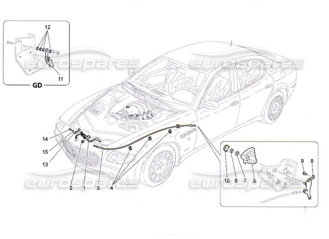 Maserati QTP. (2010) 4.2 FRONT LID OPENING BUTTON Part Diagram