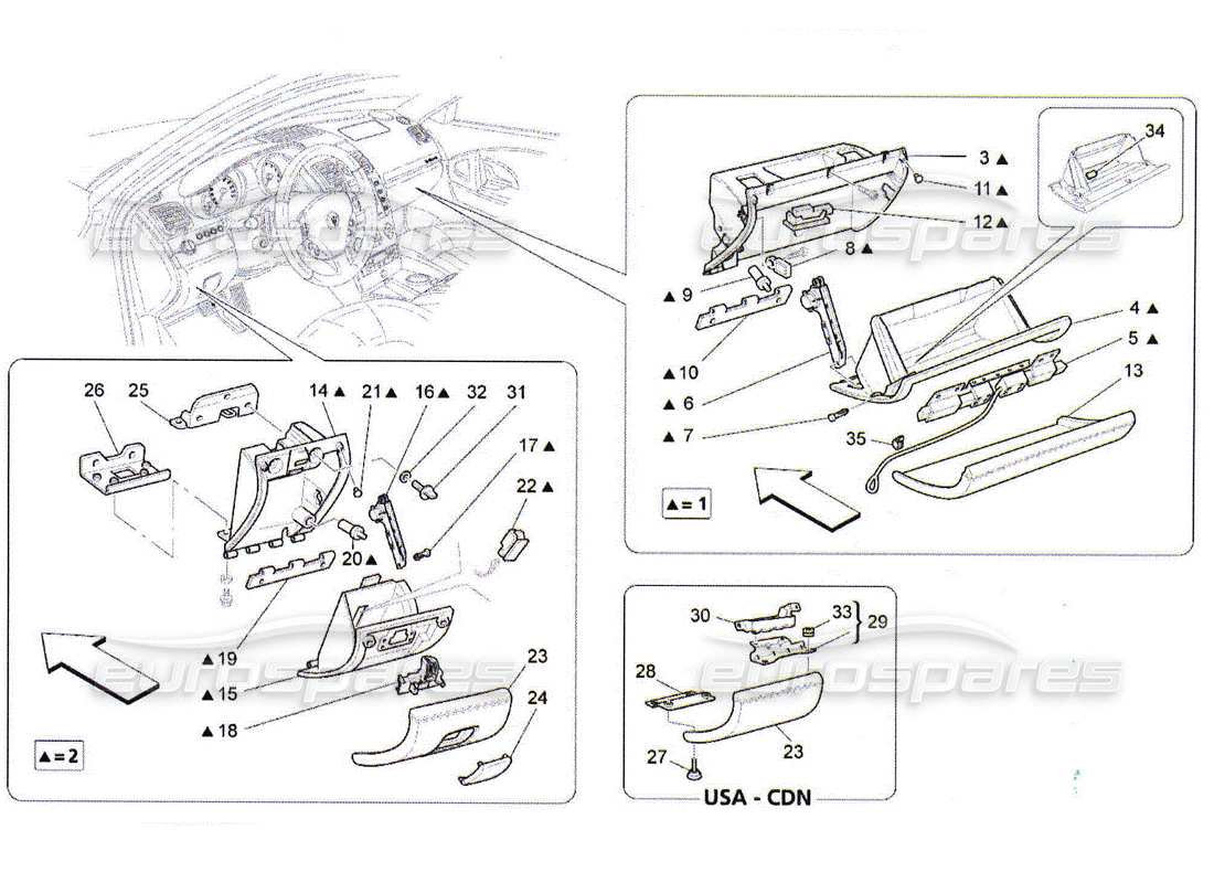 Maserati QTP. (2010) 4.2 glove compartments Part Diagram