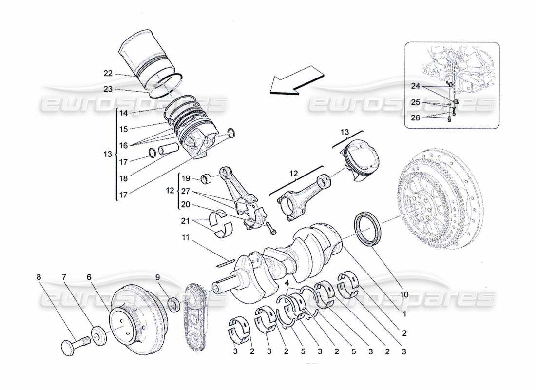 Maserati QTP. (2010) 4.7 crank mechanism Part Diagram