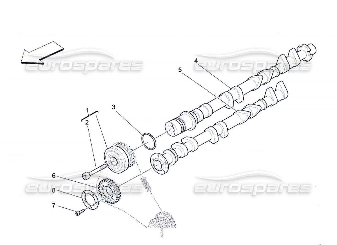 Maserati QTP. (2010) 4.7 rh cylinder head camshafts Part Diagram
