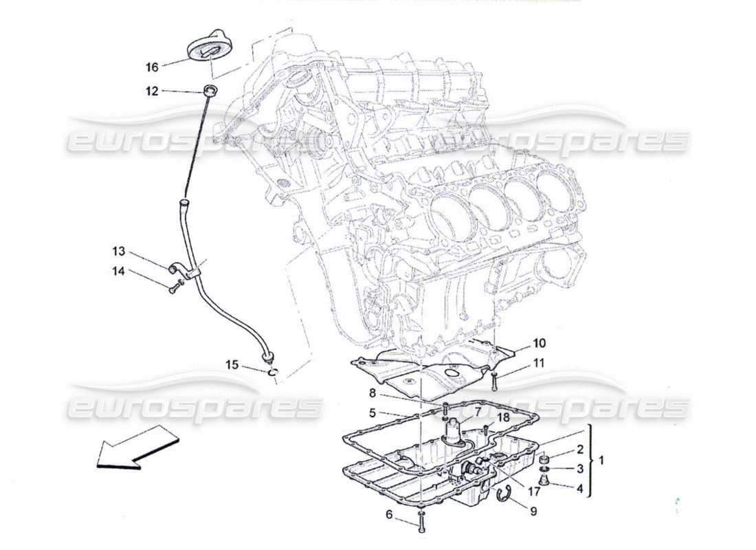 Maserati QTP. (2010) 4.7 lubrication system: circuit and collection Part Diagram