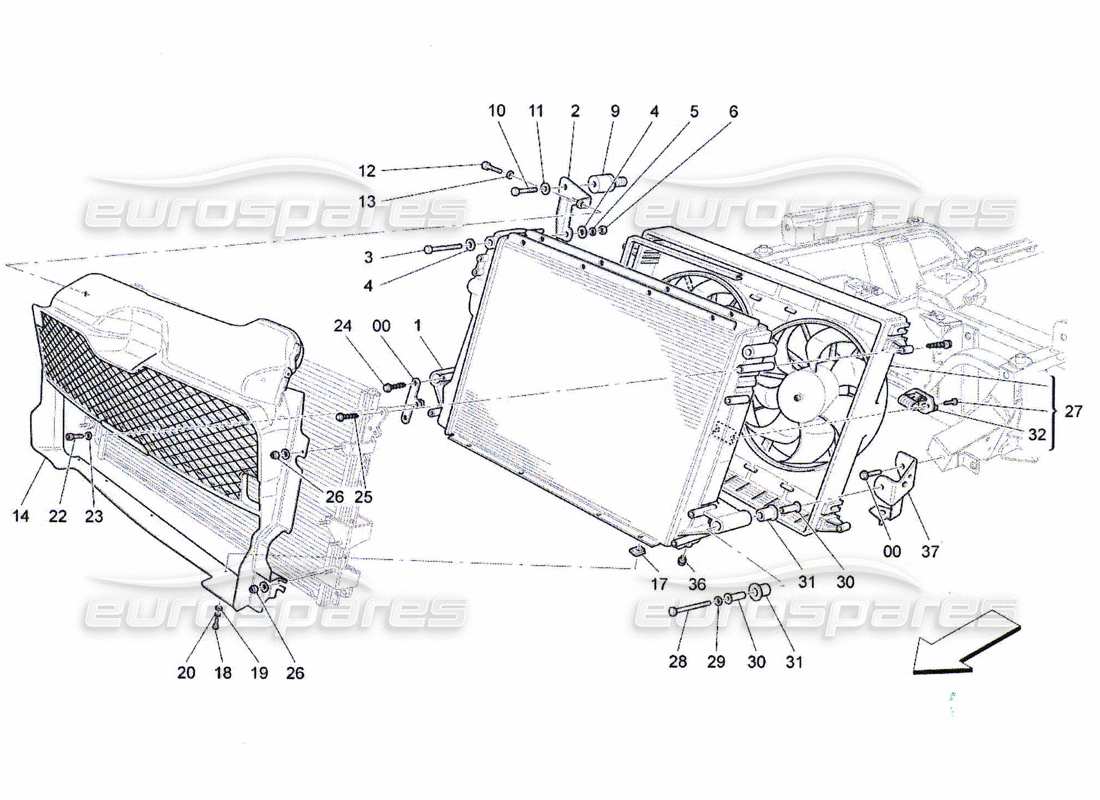 Maserati QTP. (2010) 4.7 cooling: air radiators and ducts Part Diagram