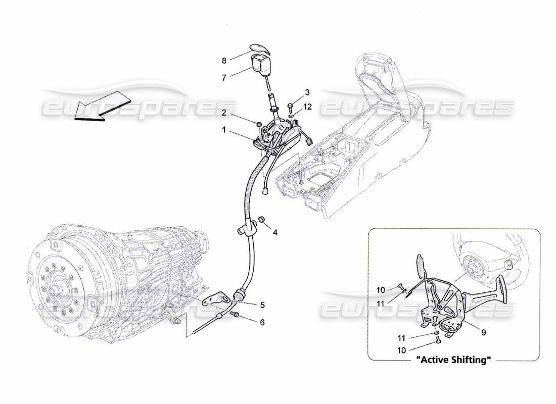 Maserati QTP. (2010) 4.7 driver controls for automatic gearbox Part Diagram