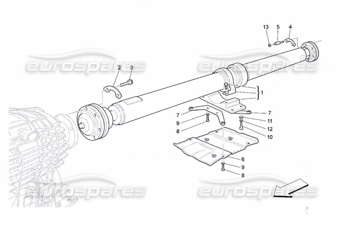 Maserati QTP. (2010) 4.7 Transmission Pipe Part Diagram