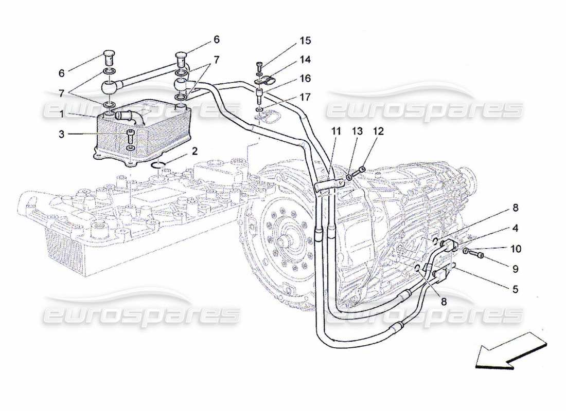 Maserati QTP. (2010) 4.7 lubrication and gearbox oil cooling Part Diagram