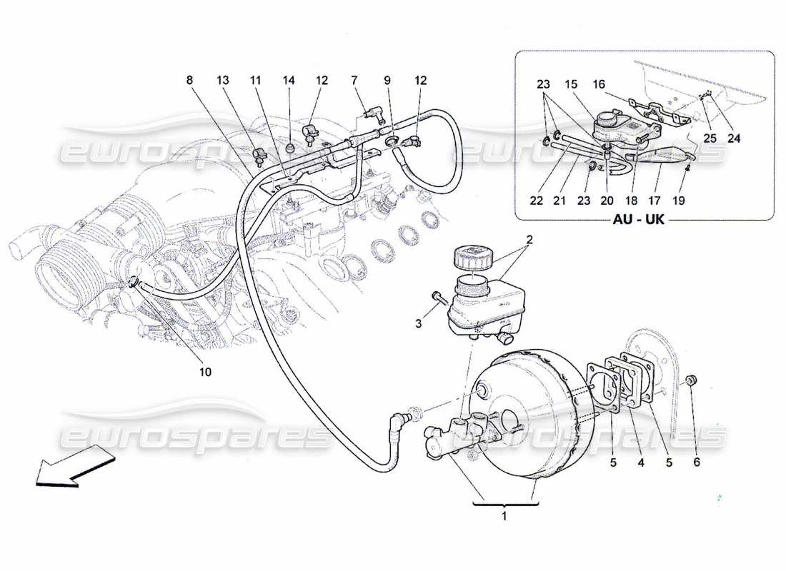 Maserati QTP. (2010) 4.7 brake servo system Part Diagram