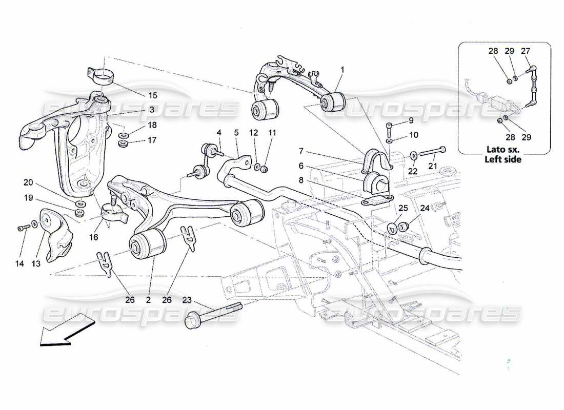 Maserati QTP. (2010) 4.7 Front Suspension Part Diagram