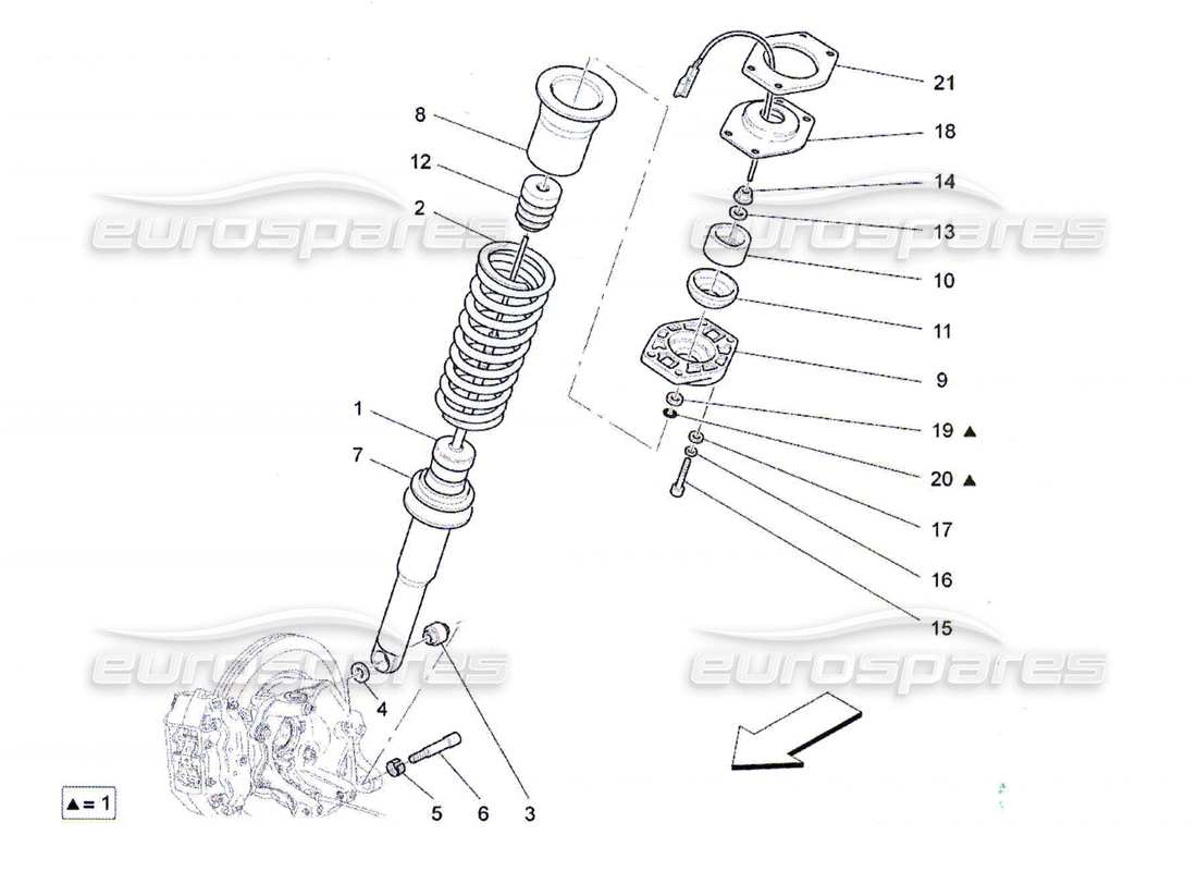 Maserati QTP. (2010) 4.7 rear shock absorber devices Part Diagram
