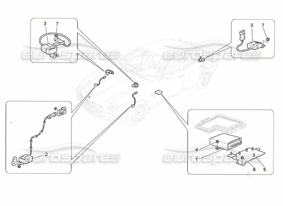 Maserati QTP. (2010) 4.7 Electronic Control (suspension) Part Diagram