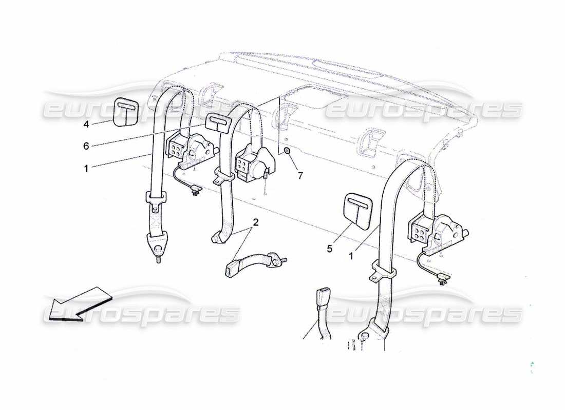 Maserati QTP. (2010) 4.7 REAR SEAT BELTS Part Diagram