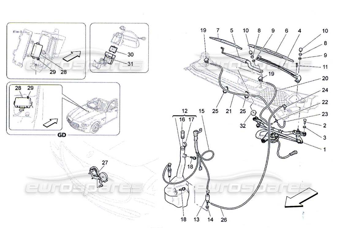 Maserati QTP. (2010) 4.7 external vehicle devices Part Diagram