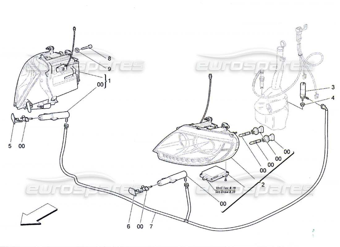 Maserati QTP. (2010) 4.7 headlight clusters Part Diagram