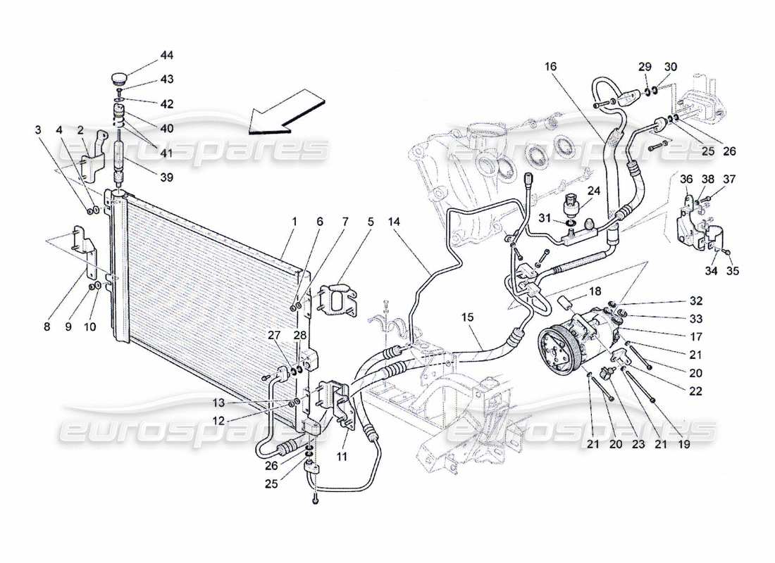 Maserati QTP. (2010) 4.7 A c Unit: Engine Compartment Devices Part Diagram