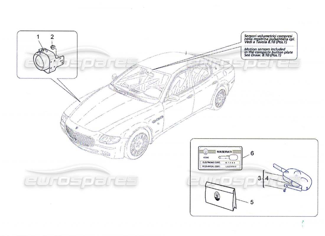 Maserati QTP. (2010) 4.7 alarm and immobilizer system Part Diagram