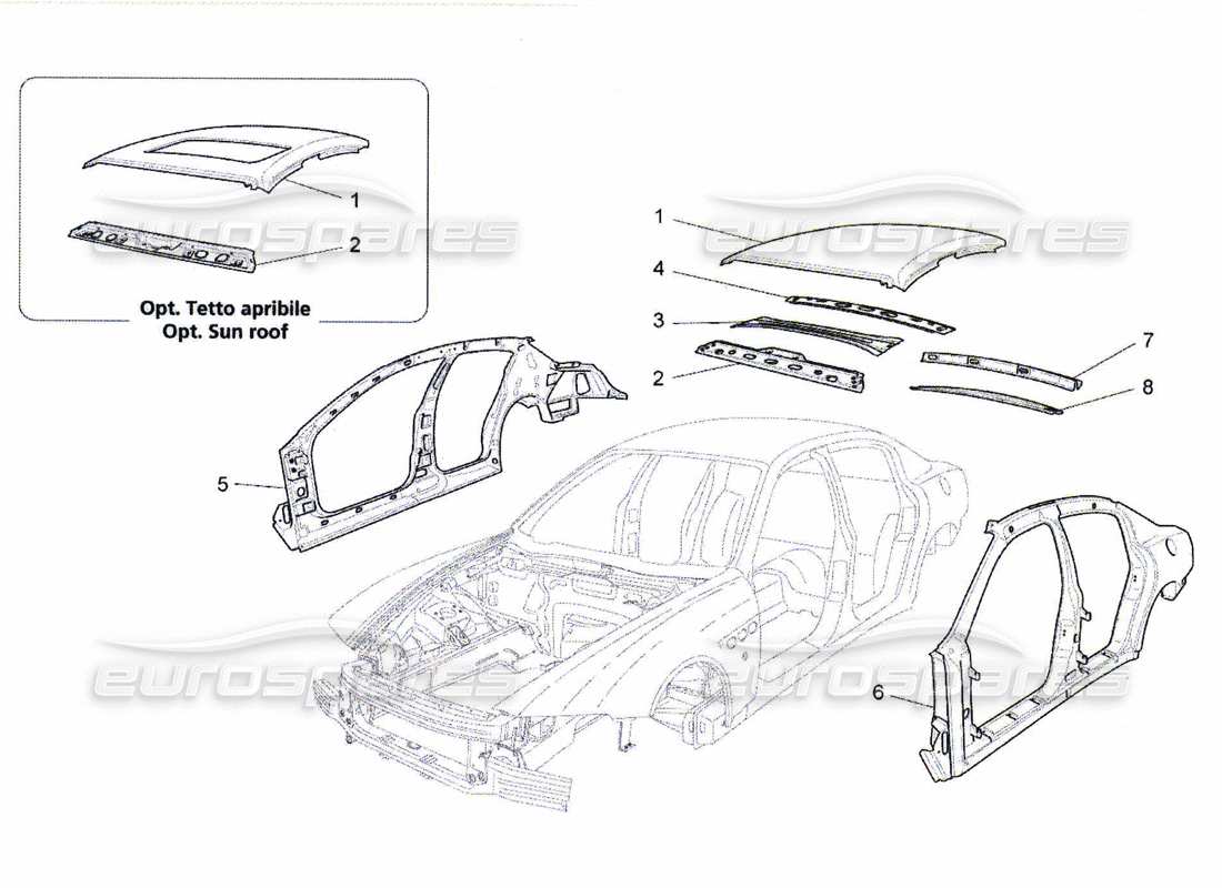 Maserati QTP. (2010) 4.7 BODYWORK AND CENTRAL OUTER TRIM PANELS Part Diagram