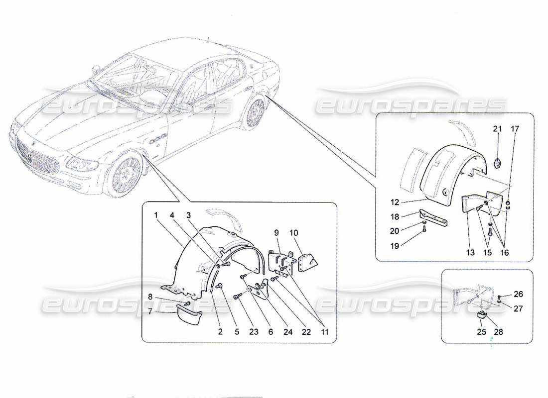 Maserati QTP. (2010) 4.7 WHEELHOUSE AND LIDS Part Diagram