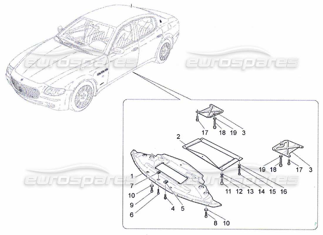 Maserati QTP. (2010) 4.7 underbody and underfloor guards Part Diagram