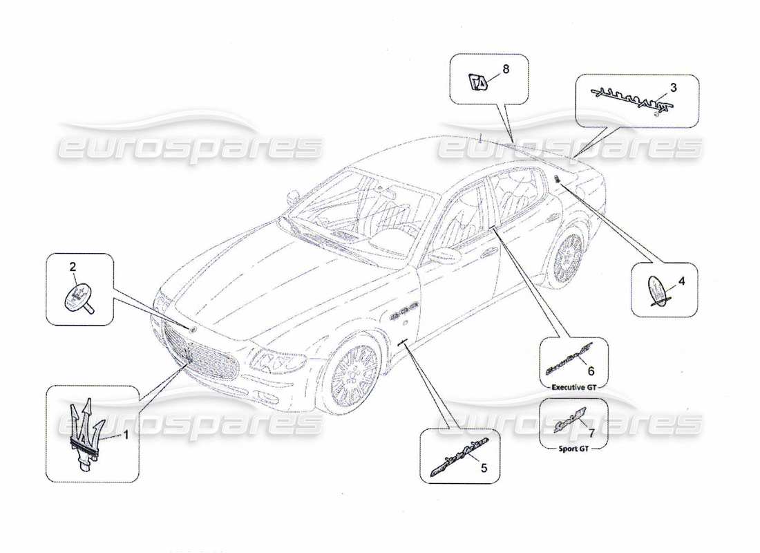 Maserati QTP. (2010) 4.7 trims, brands and symbols Part Diagram