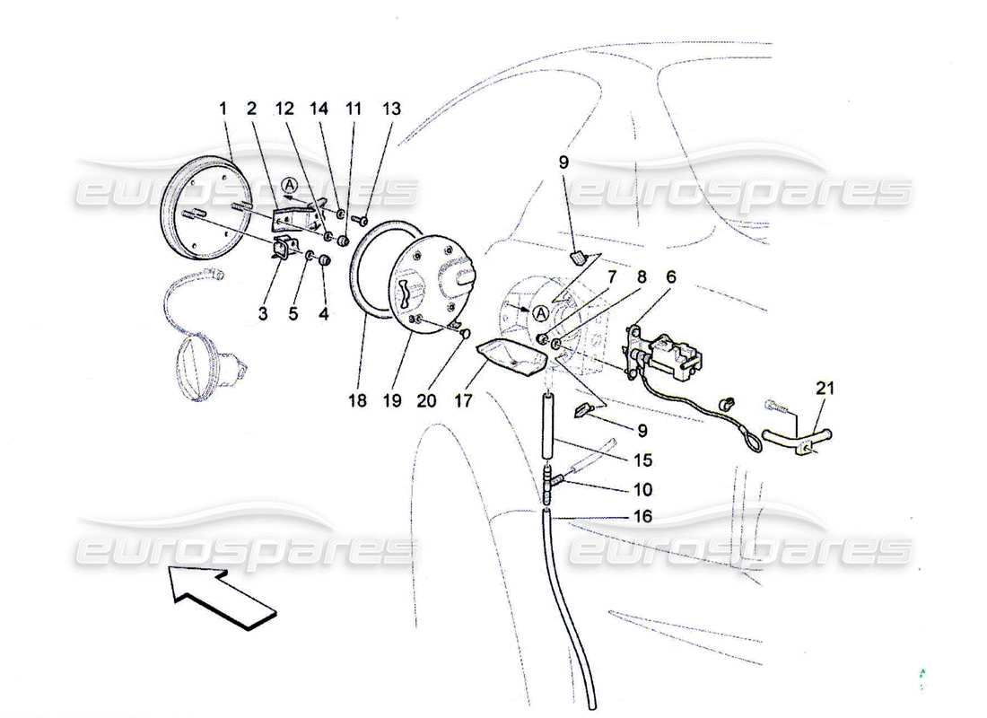 Maserati QTP. (2010) 4.7 FUEL TANK DOOR AND CONTROLS Part Diagram