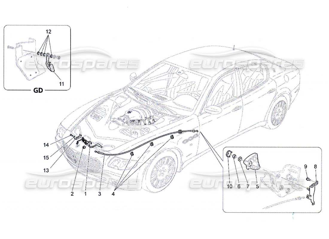 Maserati QTP. (2010) 4.7 FRONT LID OPENING BUTTON Part Diagram